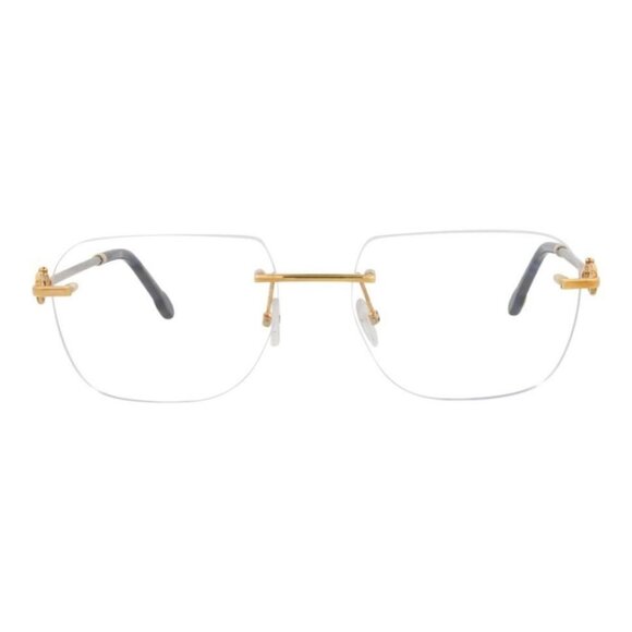 Fred Womens Square/Rectangle Gold Gold Transparent Fashion Designer Eyewear - Picture 2 of 4